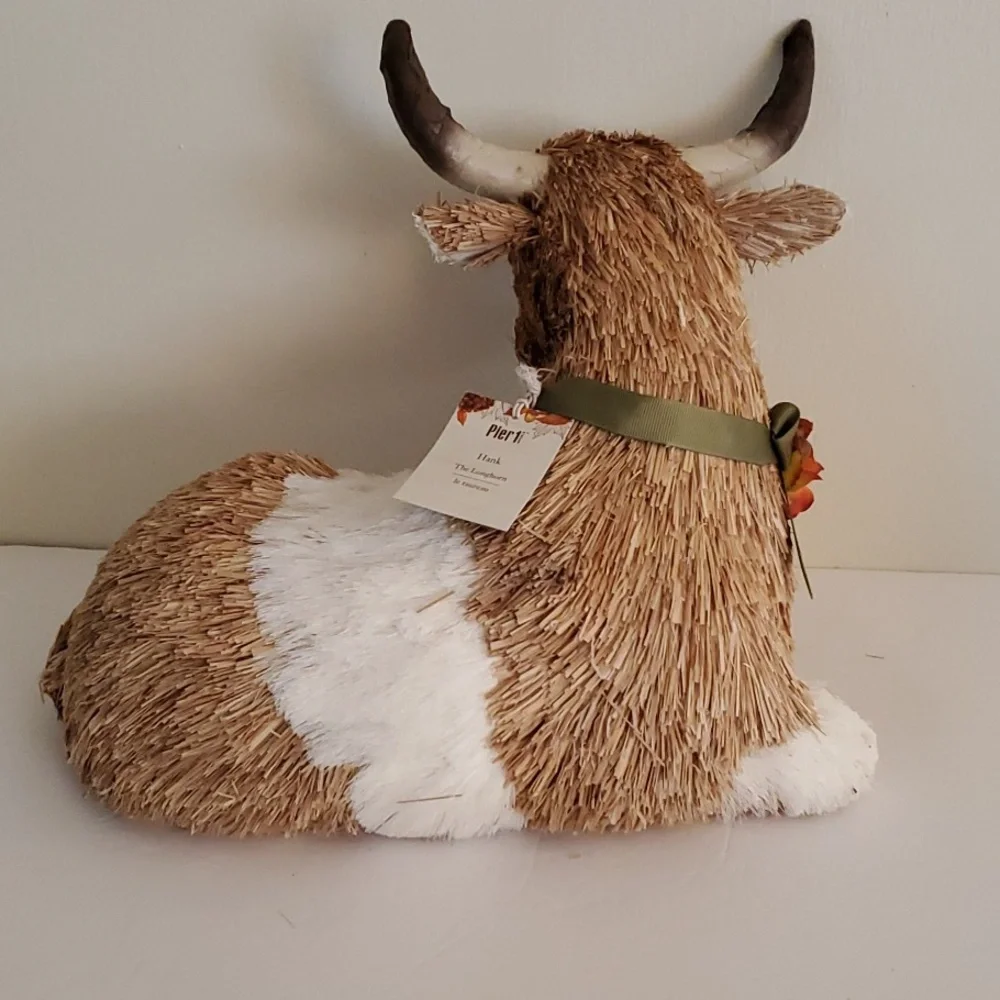Vintage Pier 1 Fall Hank The Longhorn Farm Straw Animal